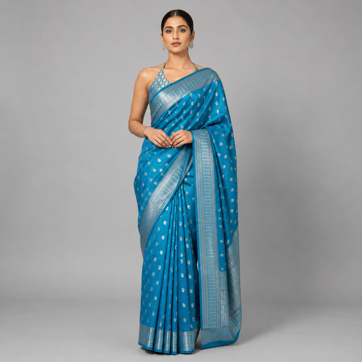 Ocean Cerulean Katan Silk Saree