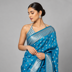 Ocean Cerulean Katan Silk Saree