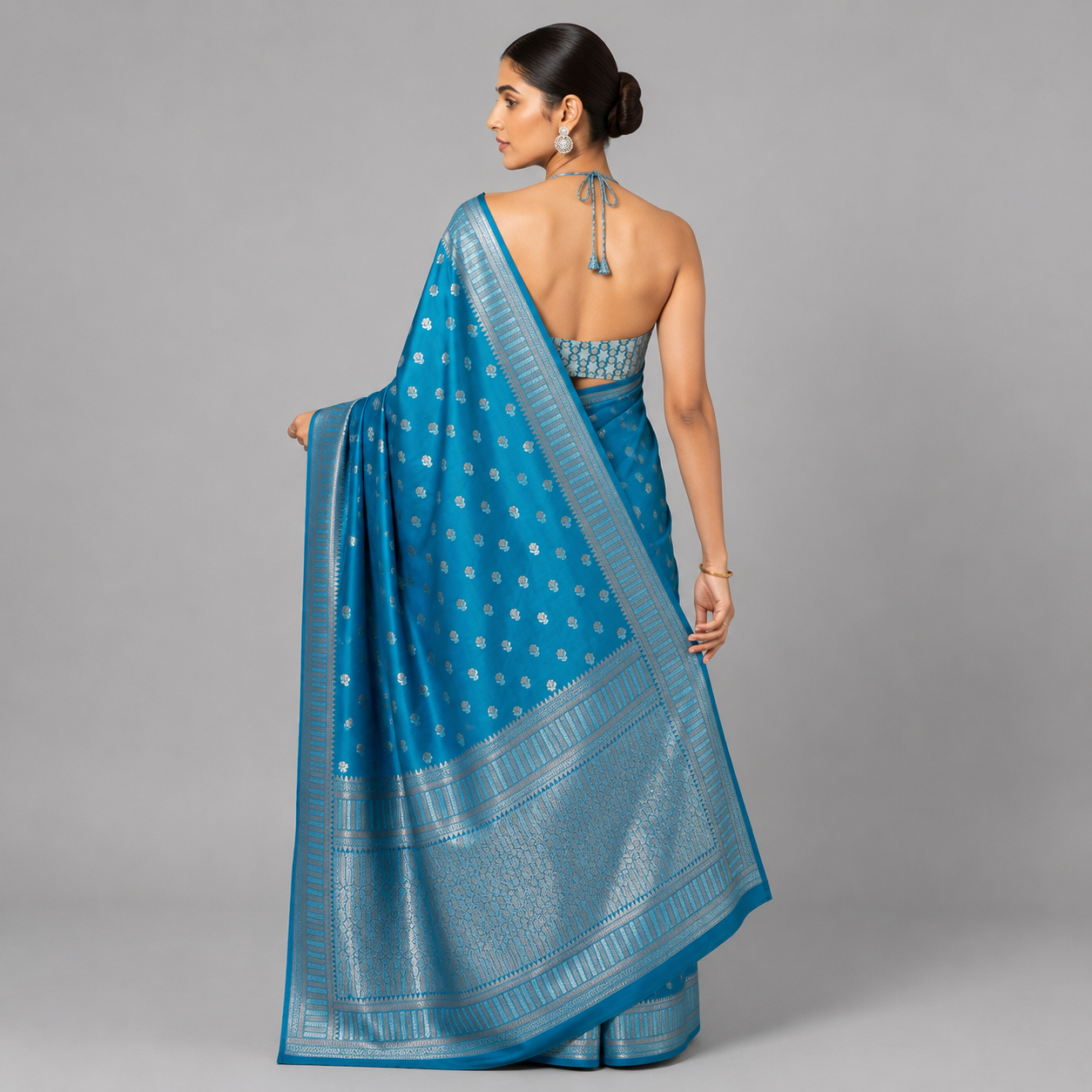 Ocean Cerulean Katan Silk Saree