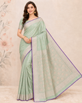 Banarasi Dusty Green Katan Satin Silk Saree