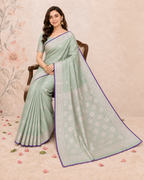 Banarasi Dusty Green Katan Satin Silk Saree