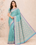 Banarasi Sea Green Katan Satin Silk Saree