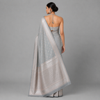 Sterling Silver Grey Katan Silk Saree