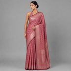 Vintage Rose Pink Katan Silk Saree