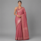 Vintage Rose Pink Katan Silk Saree