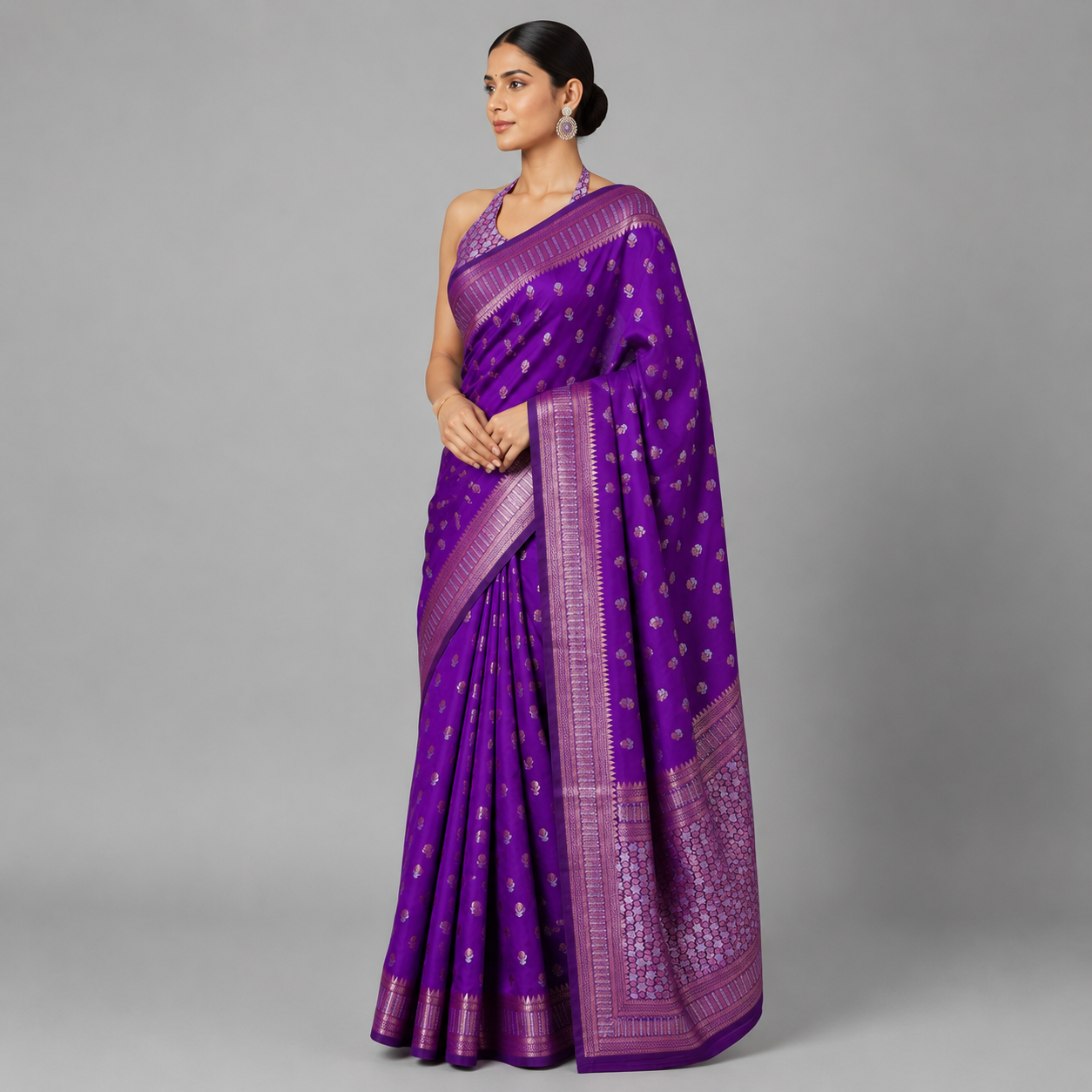 Royal Orchid Purple Katan Silk Saree