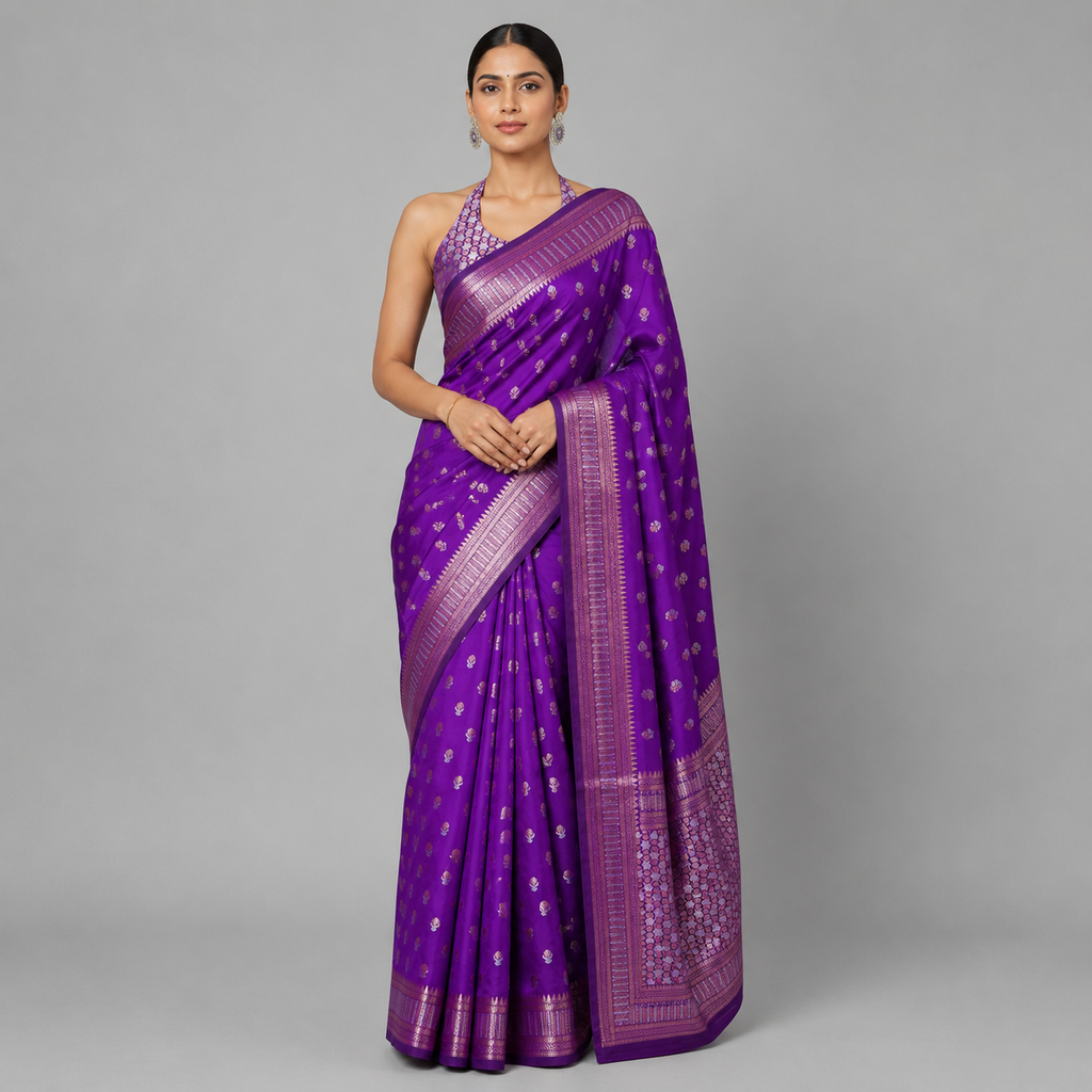 Royal Orchid Purple Katan Silk Saree