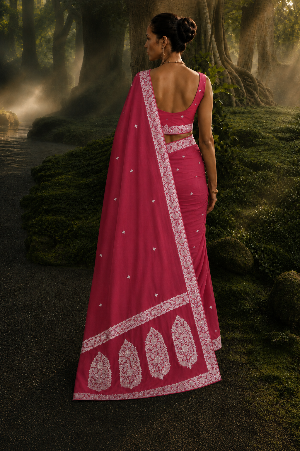Banarasi Cross Light Red Shades Booti Pattern Mashru Silk Saree