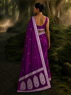 Banarasi Cross Wine Shades Booti Pattern Mashru Silk Saree