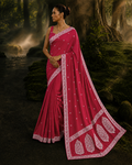 Banarasi Cross Light Red Shades Booti Pattern Mashru Silk Saree