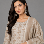 Ivory Cream Heritage Banarasi Suit