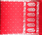 Banarasi Cross Red Shades Booti Pattern Mashru Silk Saree