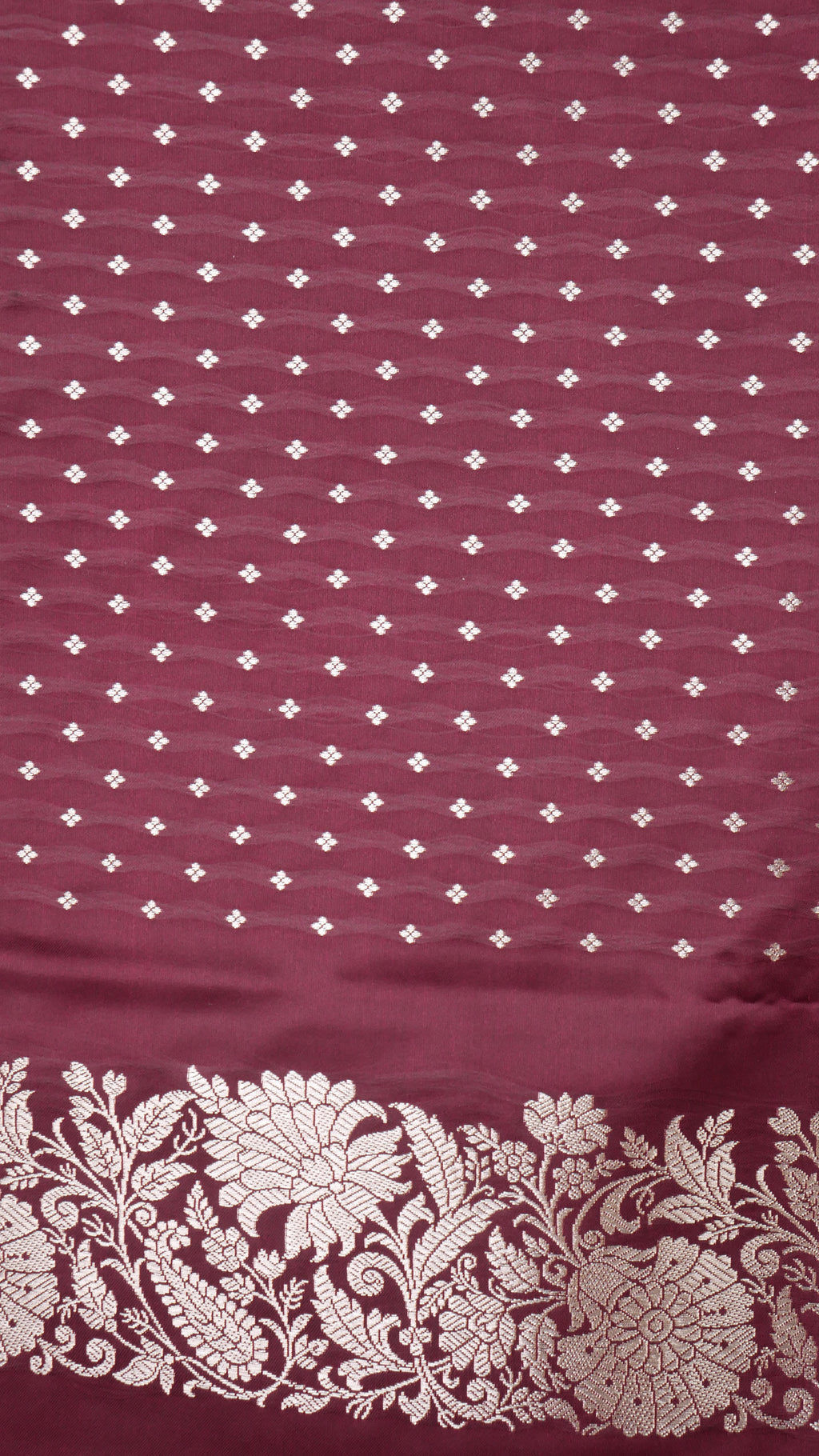 Banarasi Cross Wine Shades Booti Pattern Mashru Silk Saree
