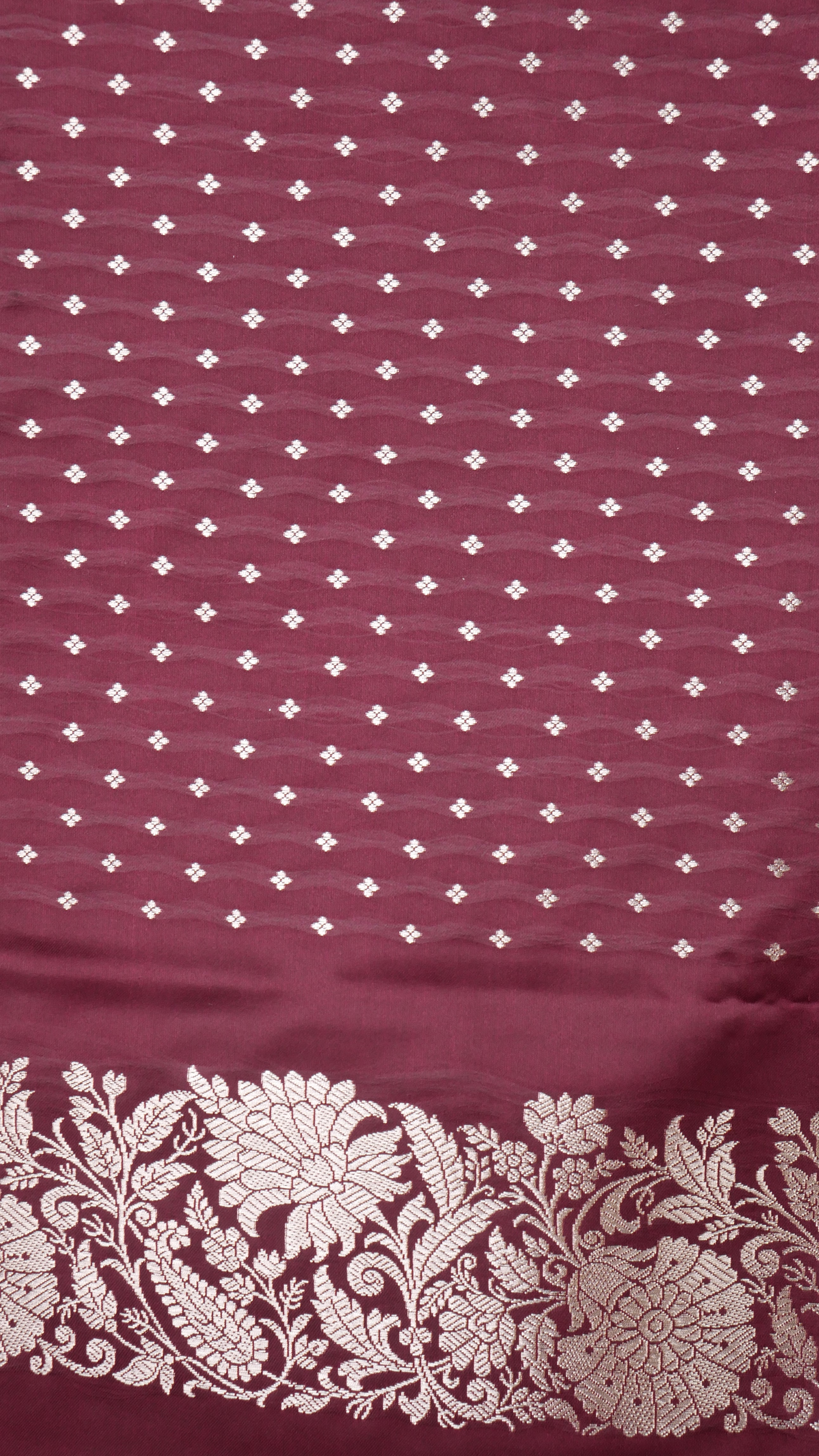Banarasi Cross Wine Shades Booti Pattern Mashru Silk Saree