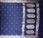 Banarasi Cross Blue Shades Booti Pattern Mashru Silk Saree