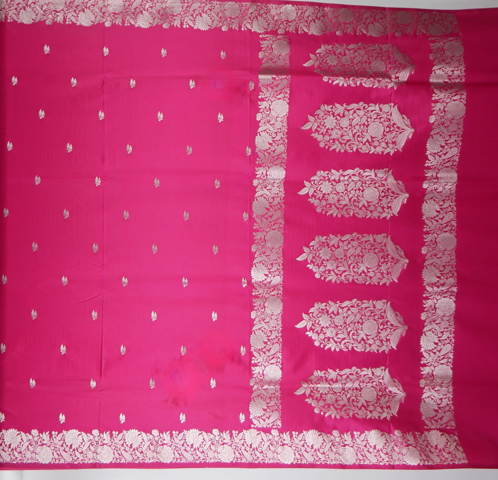 Banarasi Cross Pink Shades Booti Pattern Mashru Silk Saree