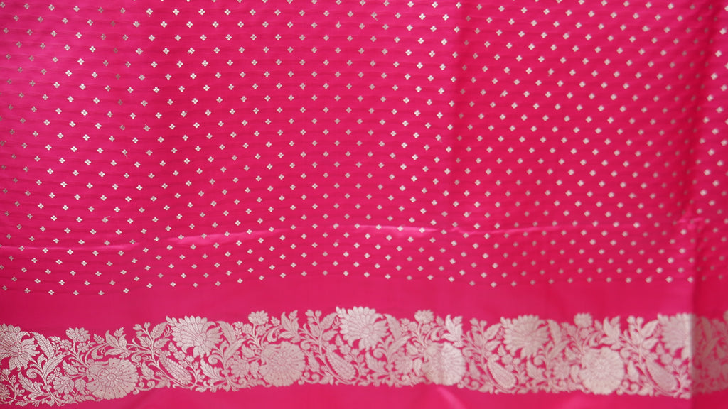 Banarasi Cross Pink Shades Booti Pattern Mashru Silk Saree