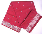 Banarasi Cross Light Red Shades Booti Pattern Mashru Silk Saree