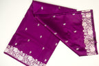 Banarasi Cross Wine Shades Booti Pattern Mashru Silk Saree