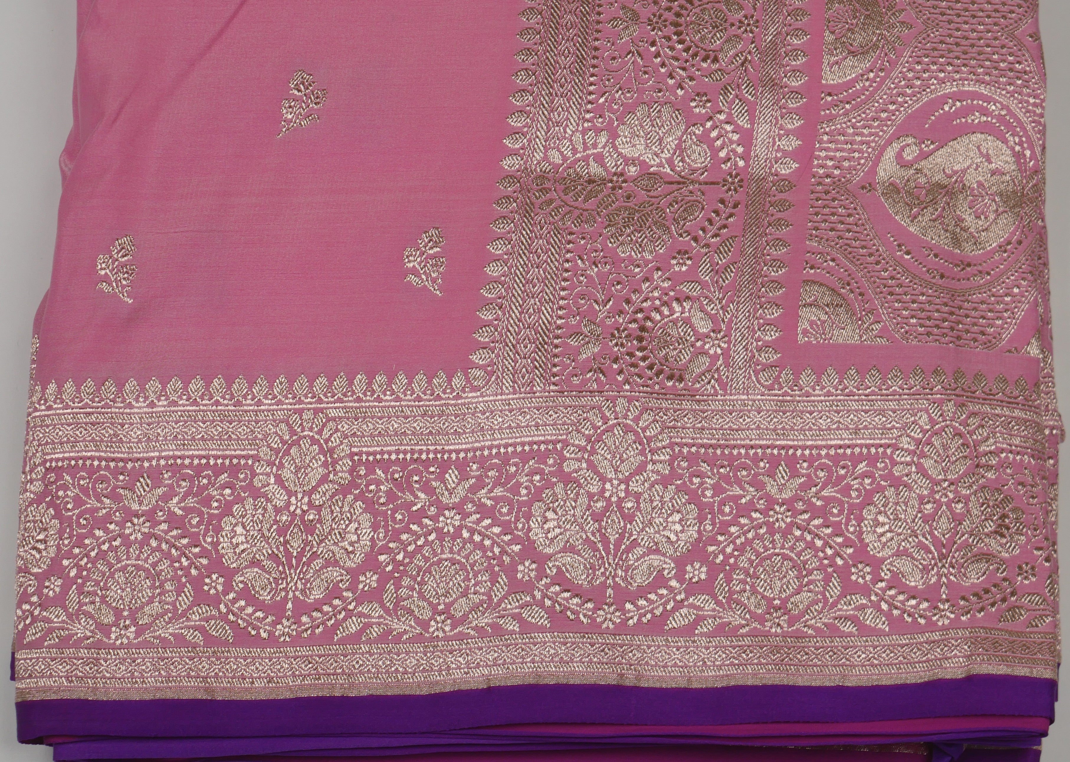 Banarasi Light Pink Katan Satin Silk Saree