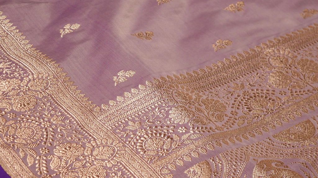 Banarasi Dusty Pink Katan Satin Silk Saree