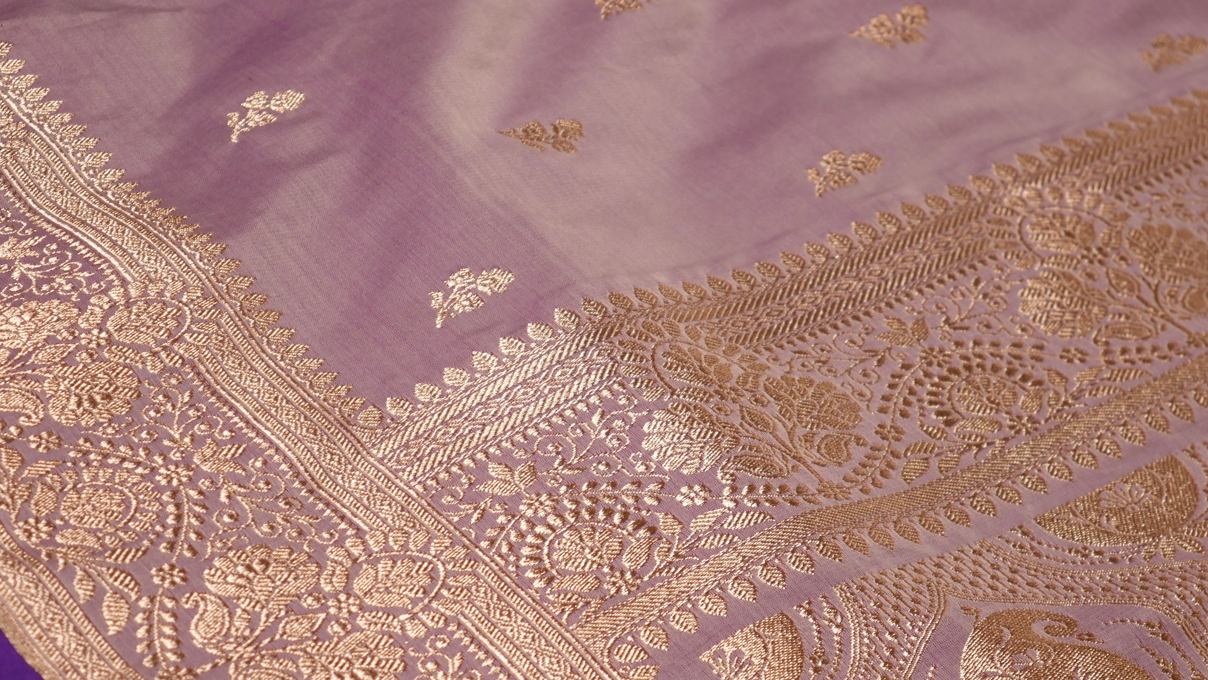 Banarasi Dusty Pink Katan Satin Silk Saree