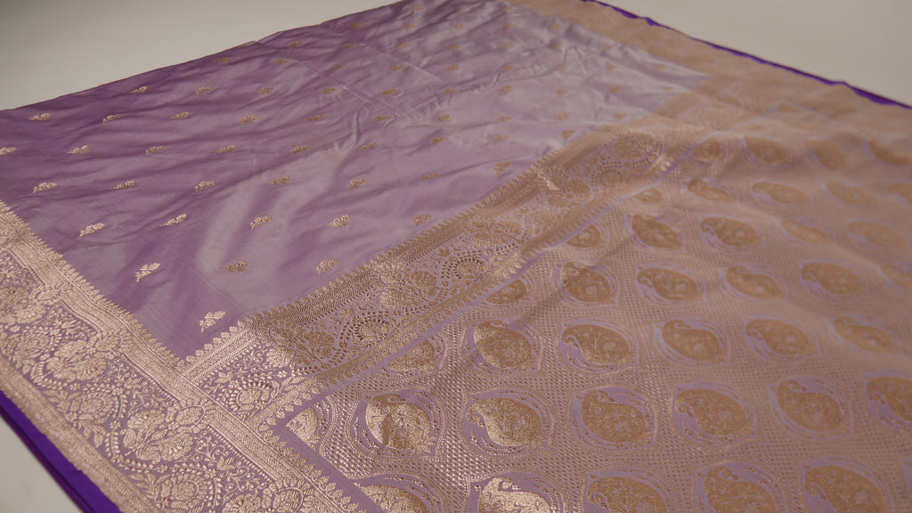 Banarasi Dusty Pink Katan Satin Silk Saree