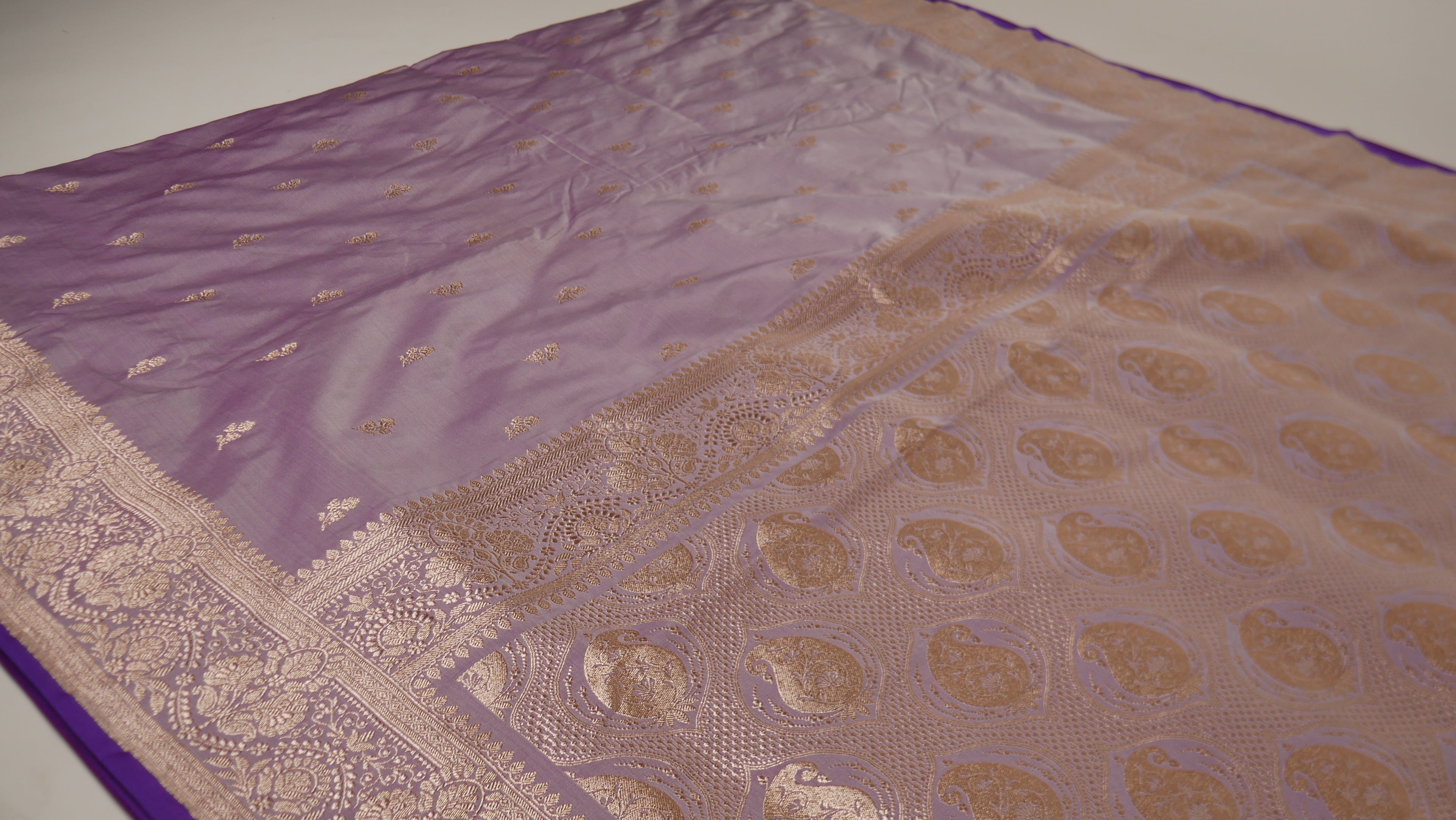 Banarasi Dusty Pink Katan Satin Silk Saree
