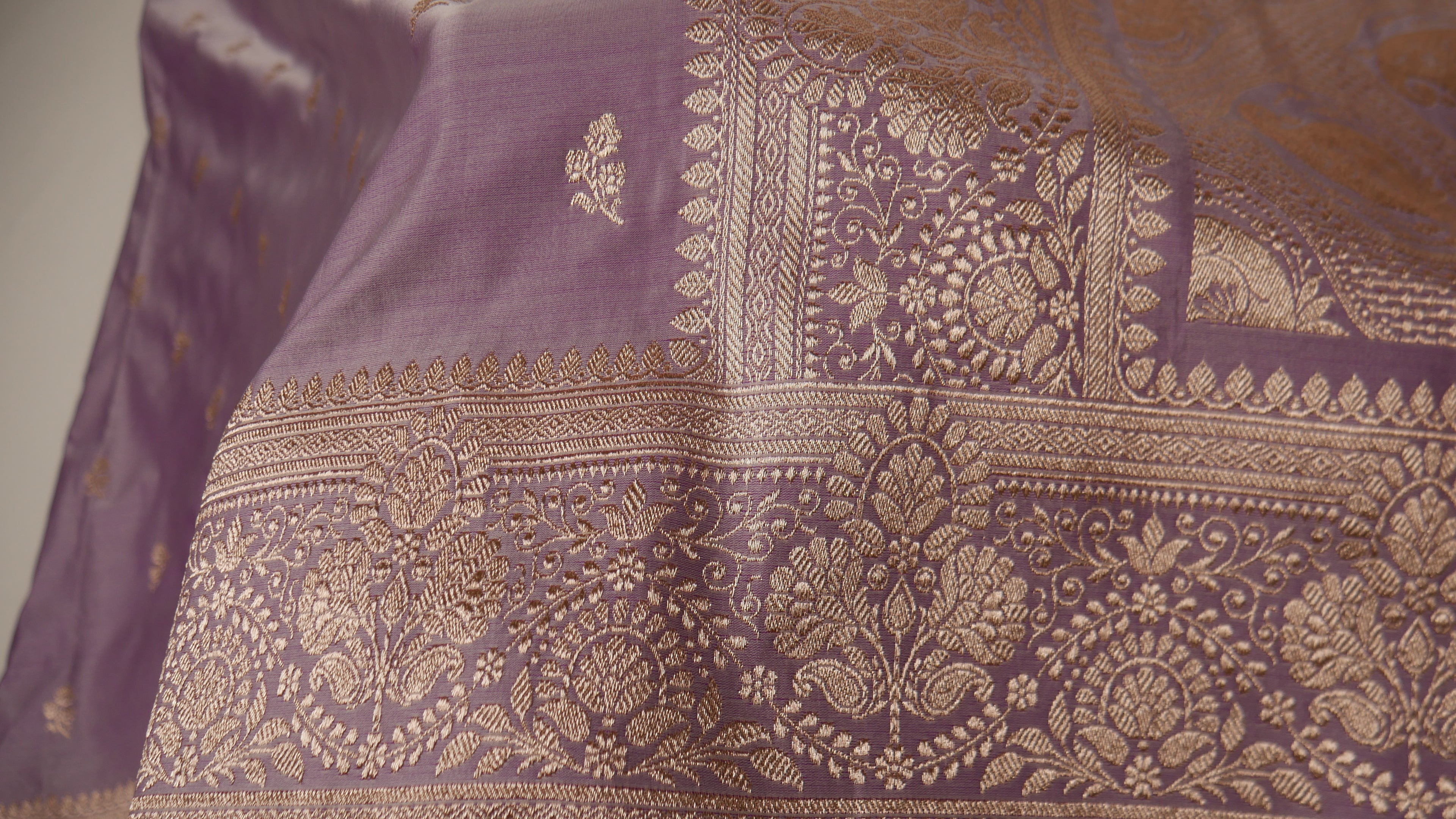 Banarasi Dusty Pink Katan Satin Silk Saree