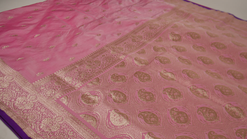 Banarasi Light Pink Katan Satin Silk Saree