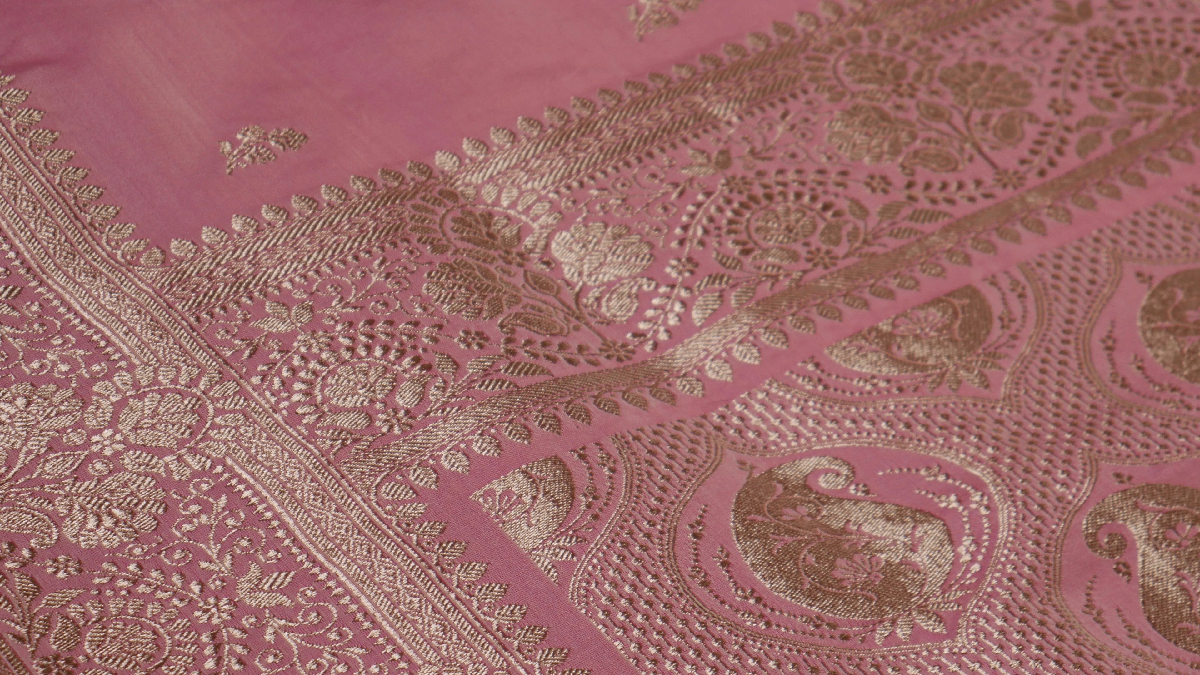Banarasi Light Pink Katan Satin Silk Saree