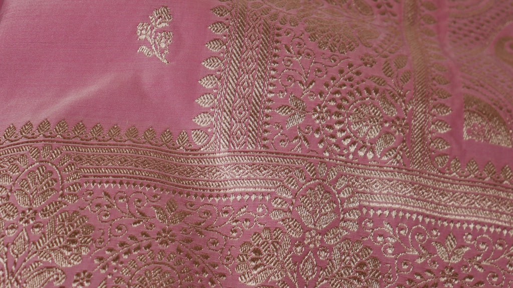 Banarasi Light Pink Katan Satin Silk Saree