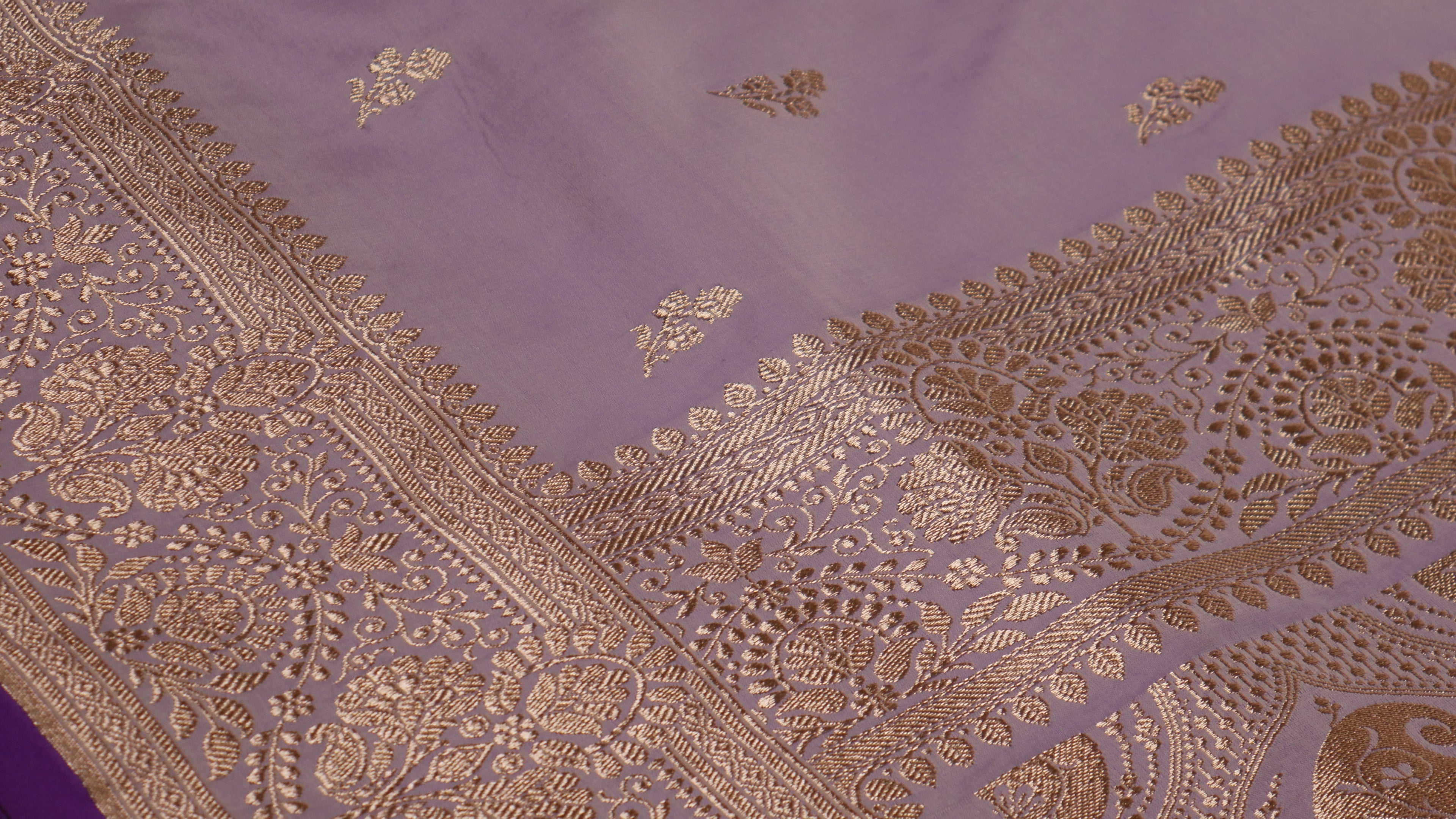 Banarasi Light Purple Katan Satin Silk Saree
