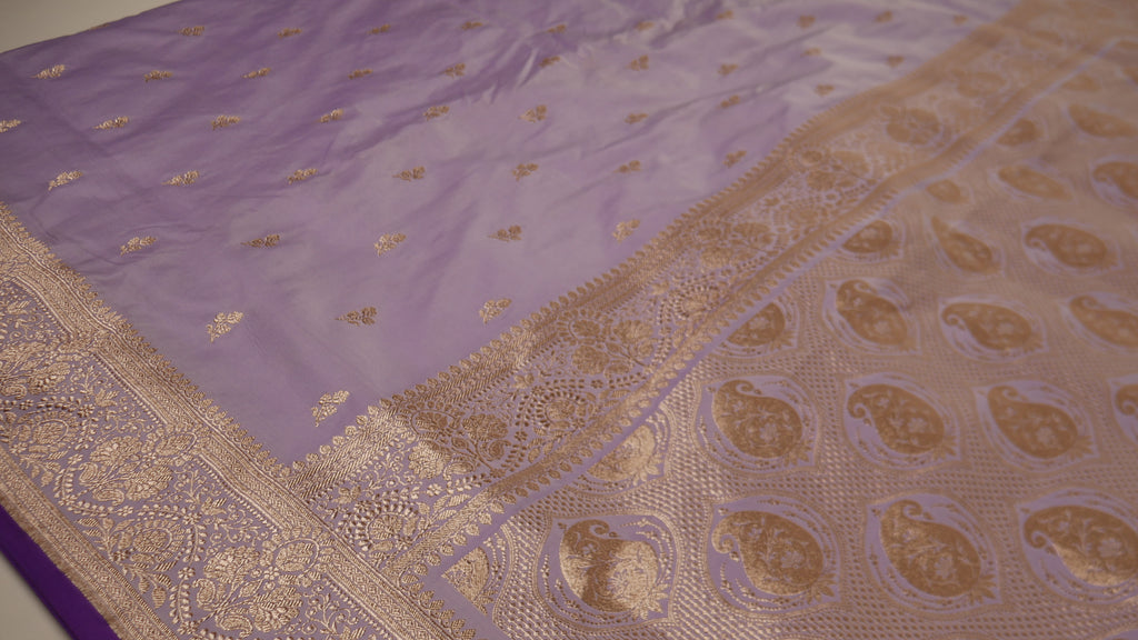 Banarasi Light Purple Katan Satin Silk Saree
