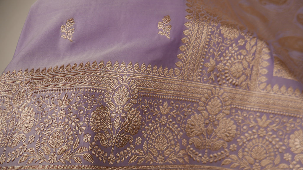 Banarasi Light Purple Katan Satin Silk Saree