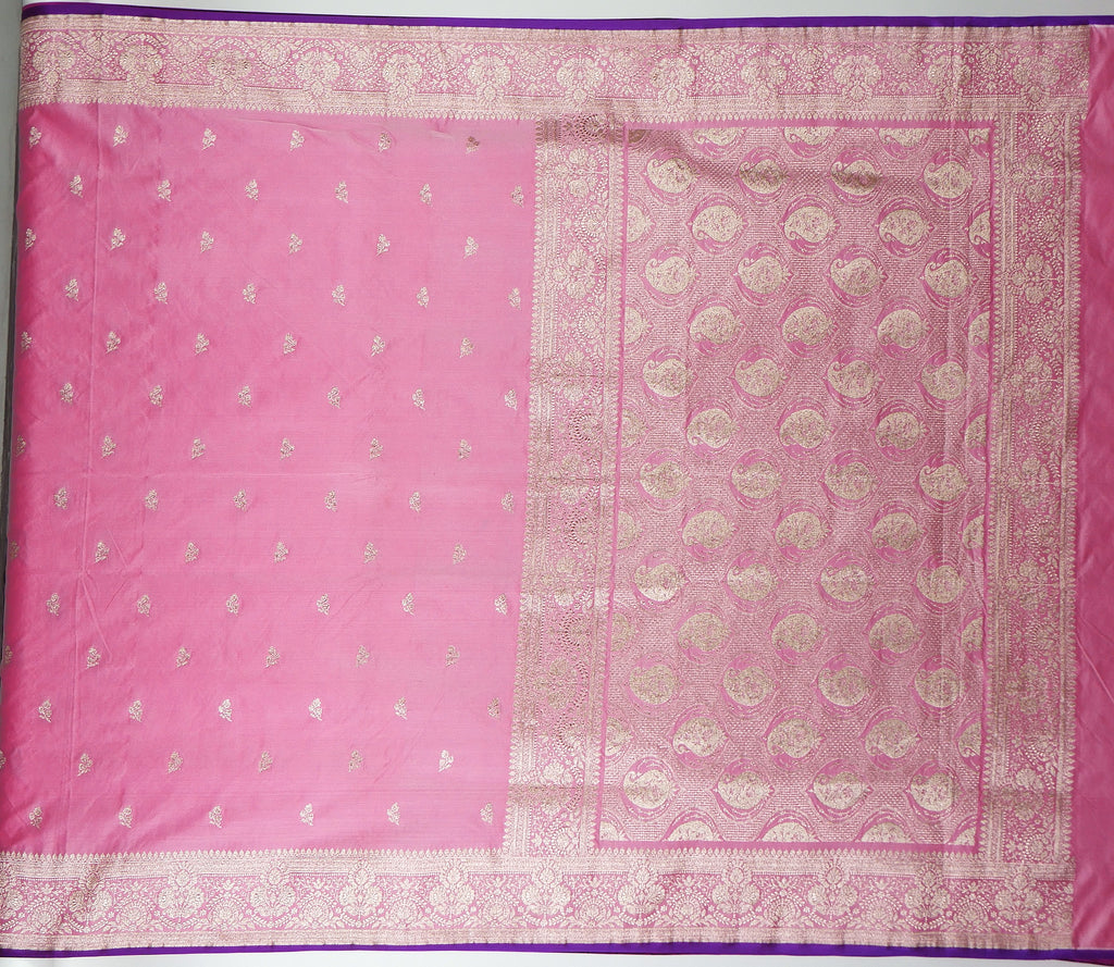 Banarasi Light Pink Katan Satin Silk Saree