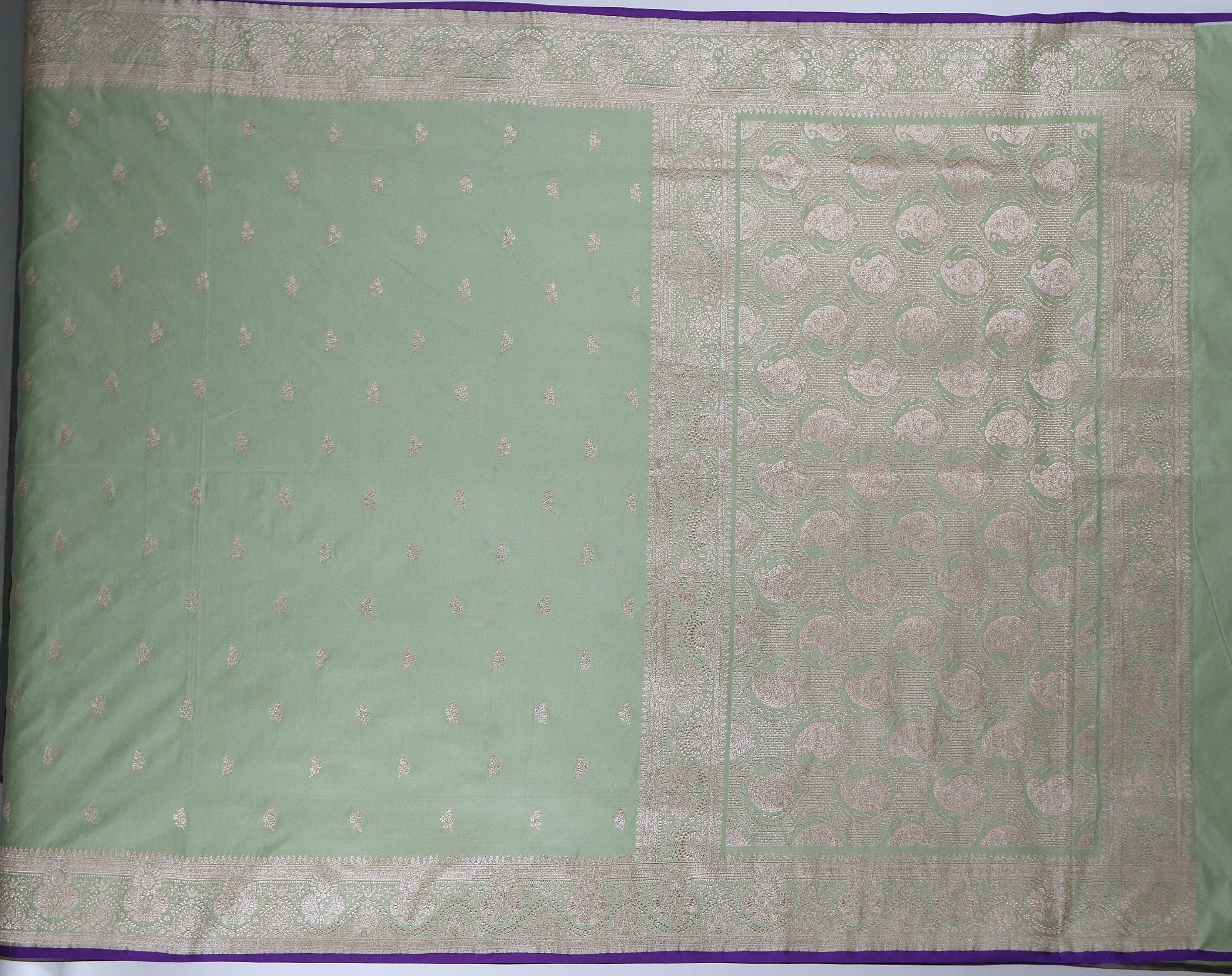 Banarasi Dusty Green Katan Satin Silk Saree