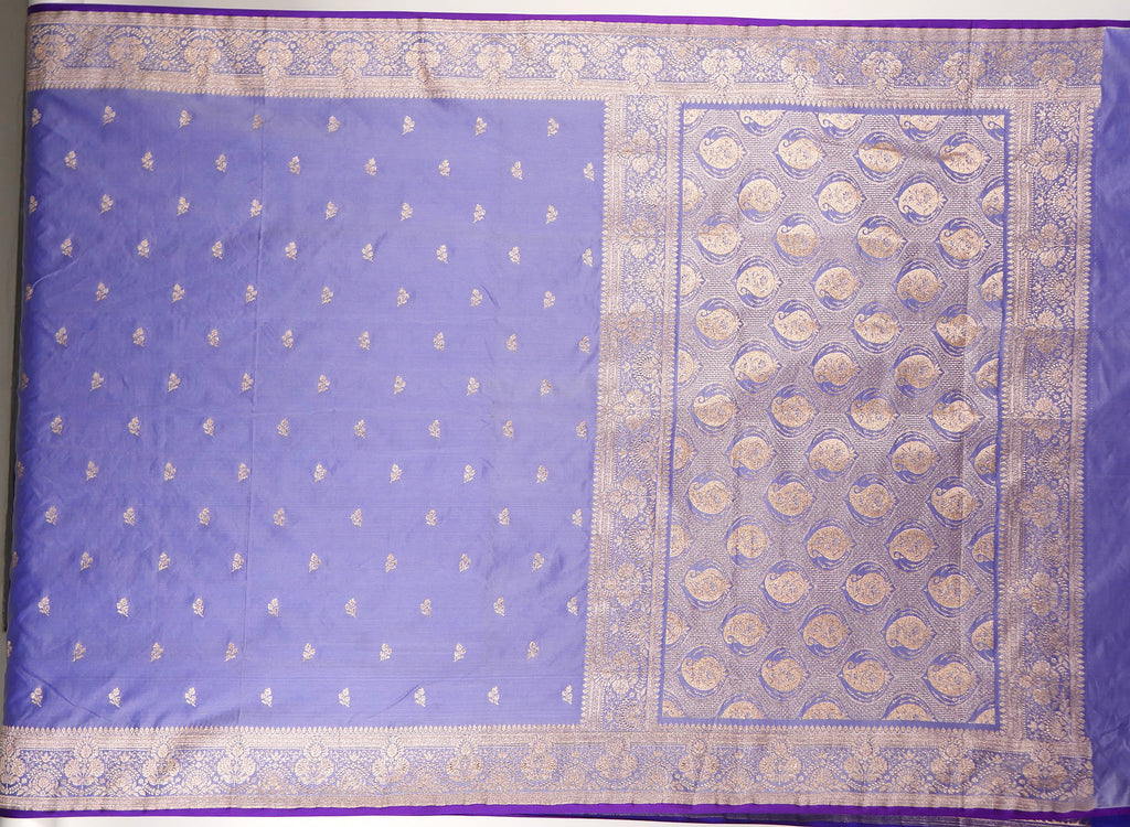 Banarasi Bluish Grey Katan Satin Silk Saree