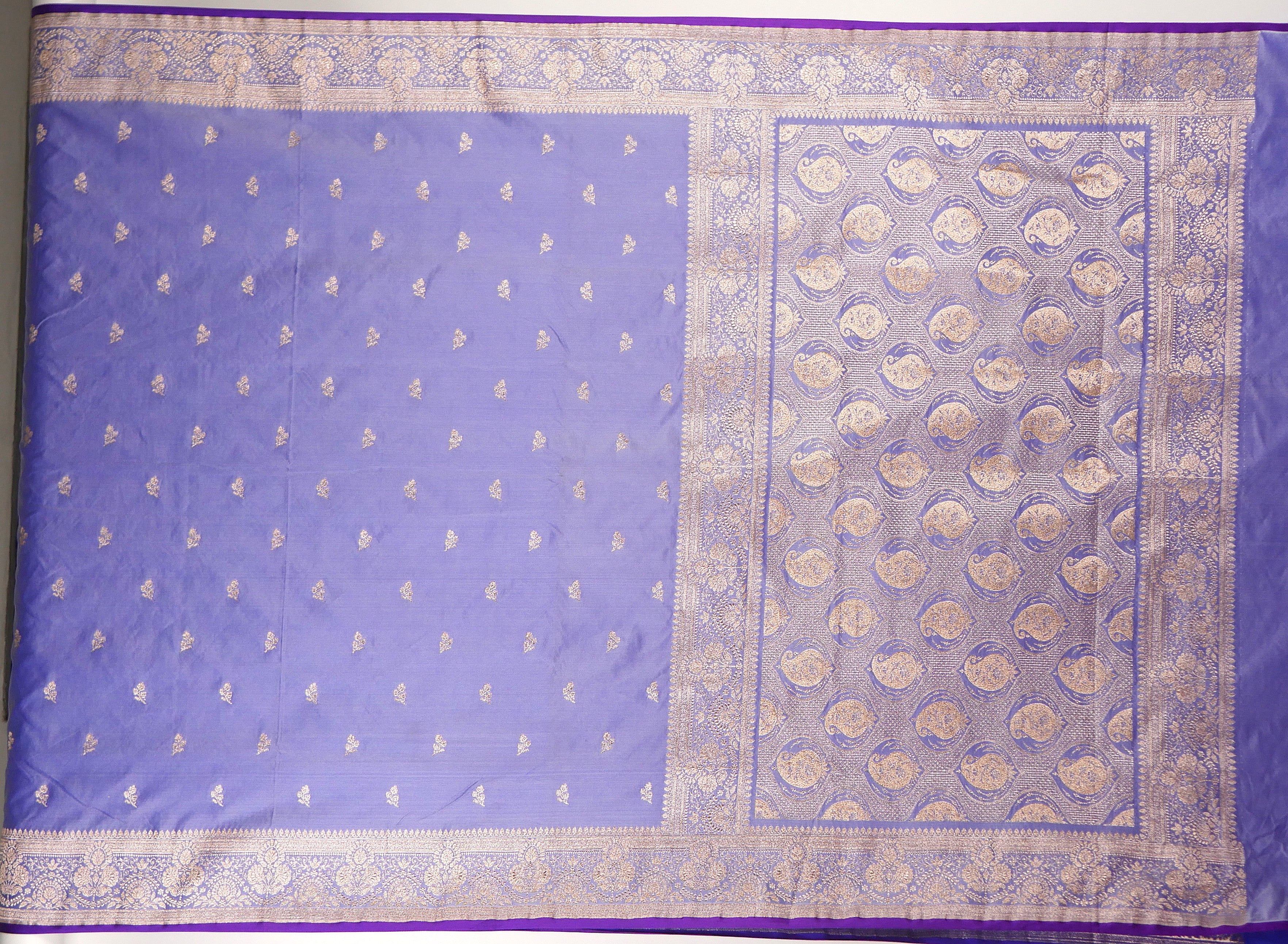 Banarasi Bluish Grey Katan Satin Silk Saree