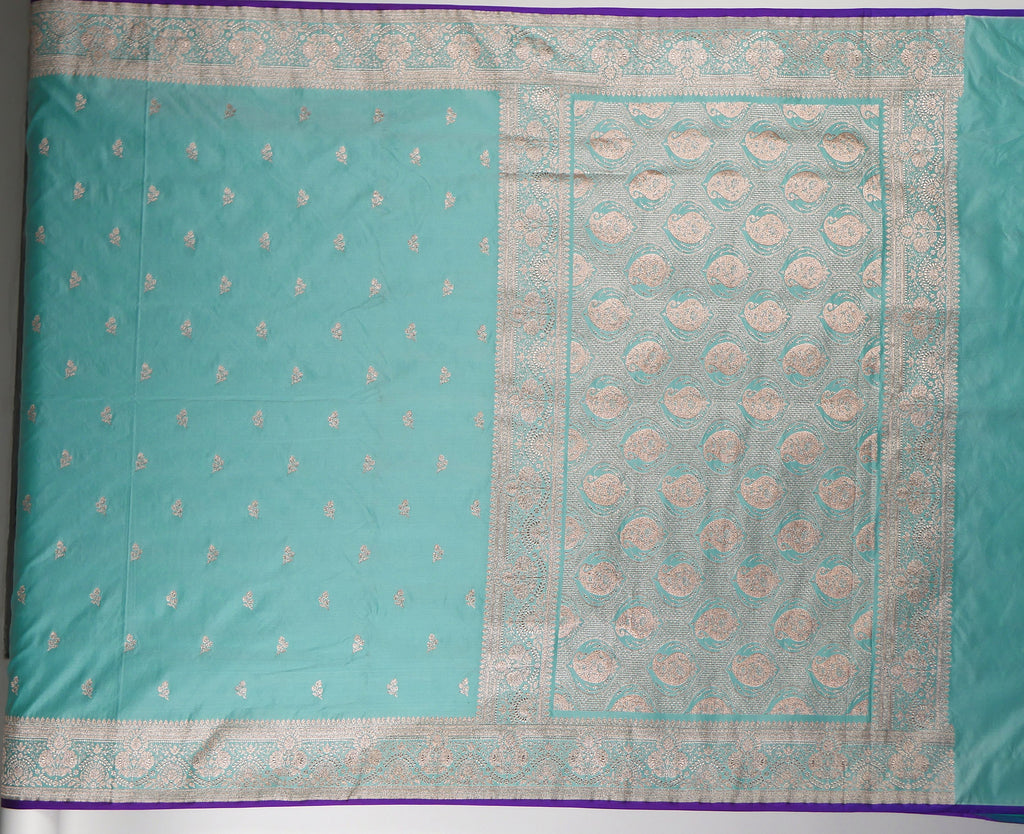 Banarasi Sea Green Katan Satin Silk Saree