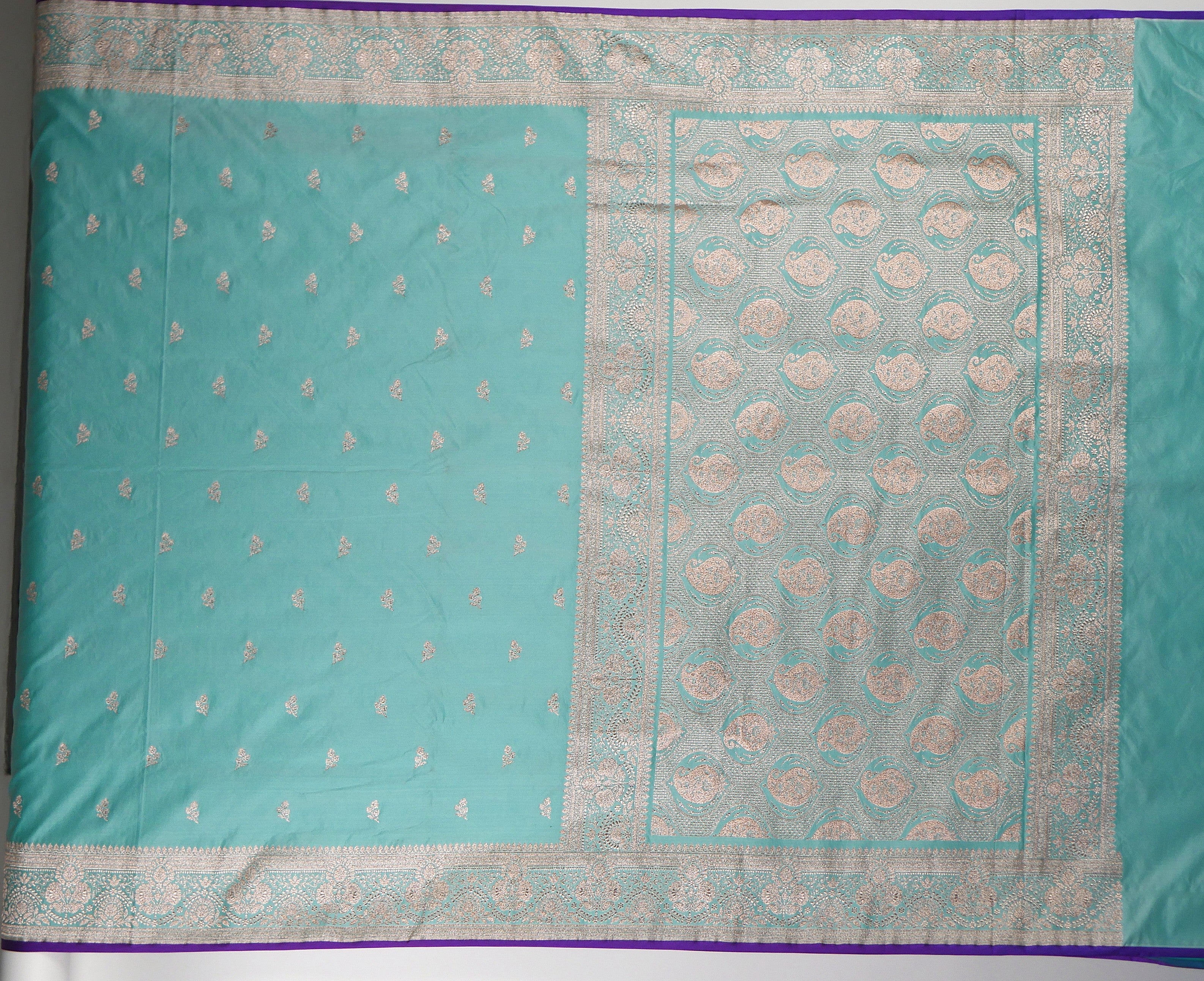 Banarasi Sea Green Katan Satin Silk Saree